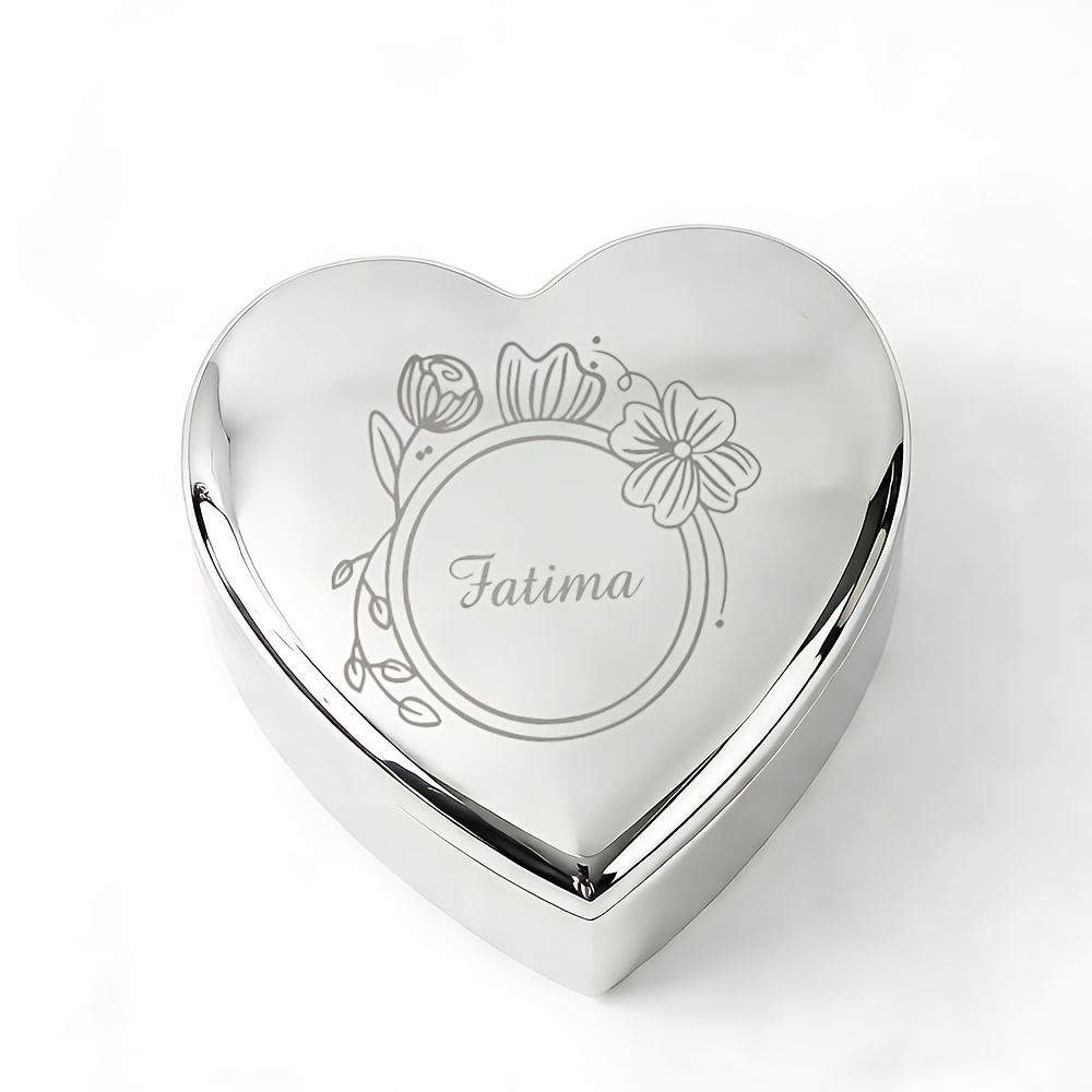 Personalized Heart-Shaped Metal Jewelry Box with Exquisite Patterns